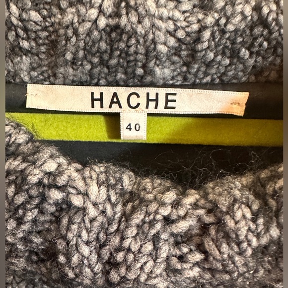 Hache: Italian Couture Wool-Shawled Dress - Picture 2 of 5